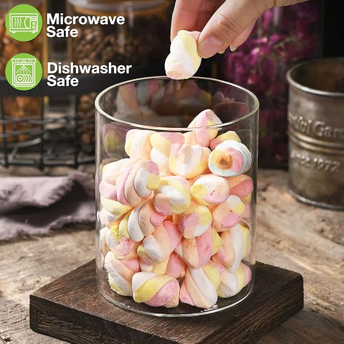 Gencywe Glass Storage Jars with Airtight Bamboo Lid, 27 OZ Food Storage Jar with Labels, Airtight Glass Canisters, Clear Kitchen Container for Candy, Cookie, Rice, Coffee Beans, Snacks, Spices