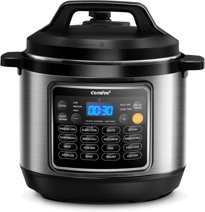 COMFEE’ 16-in-1 Electric Pressure Cooker with Non-Stick Pot for Yogurt, Rice, Slow Cooking, Steaming, and More, 8 Quarts