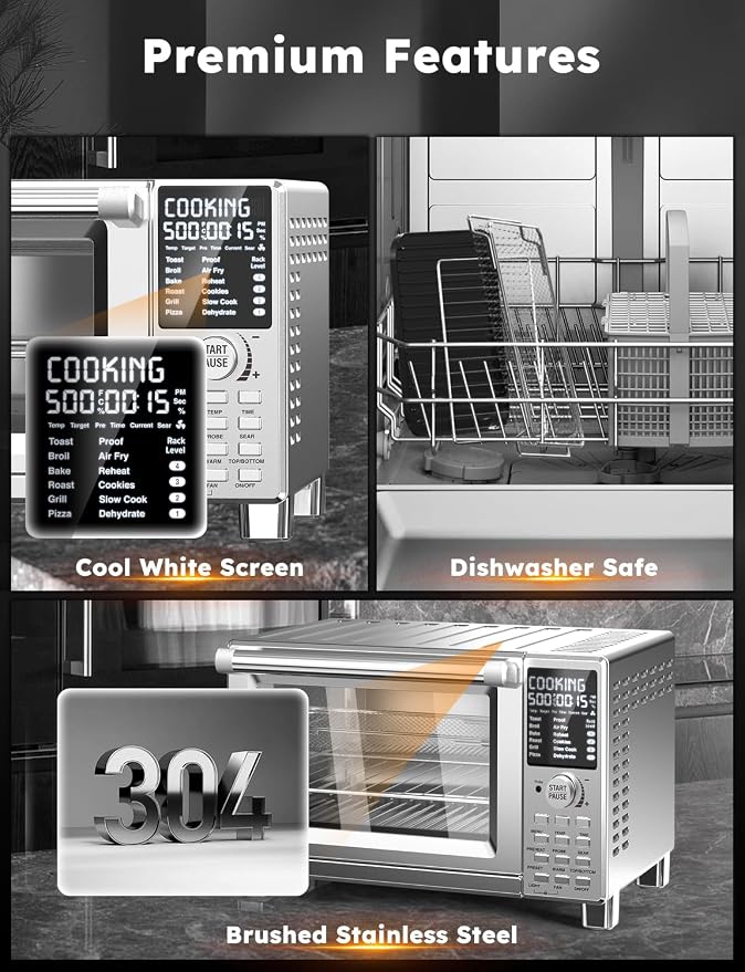 Nuwave Bravo XL Pro Air Fryer Toaster Oven w/Grill Combo, 2026 New System | Ultra-Fast Convection, 35% Crispier, 2X More Even, 142 Presets, 50-500F, Smarter Probe, PFAS Free, 30QT, Stainless Steel