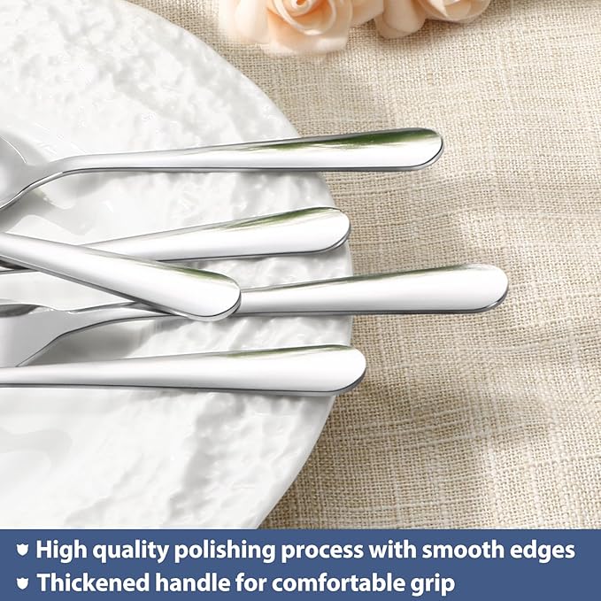 32-Piece Forks and Spoons Set, Premium Stainless Steel Silverware, Mirror Polished & Dishwasher Safe, Food Grade Cutlery Set for Home, Kitchen, Restaurant, Party Use（16 Forks and 16 Spoons）