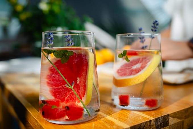 Krosno Water Glasses Set of 6, 16.6 oz, Infinity Collection | Glass Tumblers, Lead-Free Crystal Glassware, Juice Glasses, Water Glass Set, Dishwasher Safe, Made in Europe