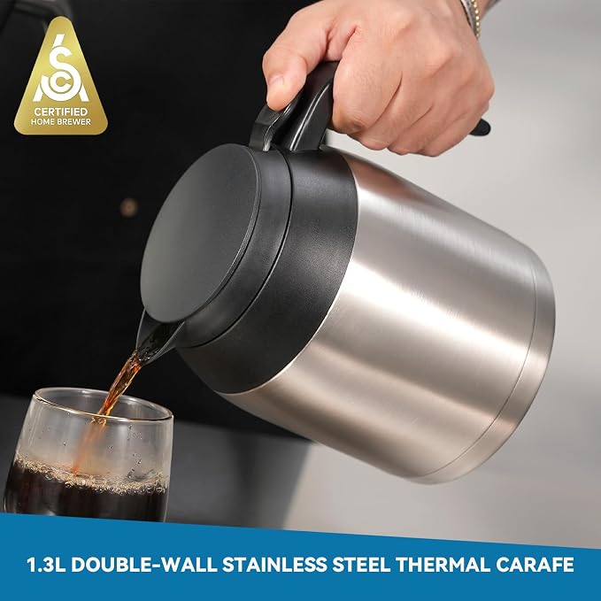 Bonavita 8 Cup Drip Coffee Maker Machine, One-Touch Pour Over, Auto Pause Brewing with Stainless Steel Double Wall Thermal Carafe, SCA Certified, Dishwasher Safe, BV1901TS | Stainless Steel Double Wall Thermal Carafe, SCA, Dishwasher Safe, BV1901TS