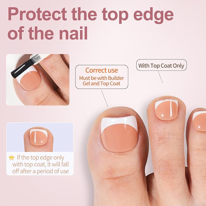 Misssix Press on Toenails Short, 216pcs French Tip Toe Nails Square in Box | 150pcs Soft Gel False Toenail, Acrylic Soak off Fake Toe Nails for Women Nail Art DIY 15 Sizes