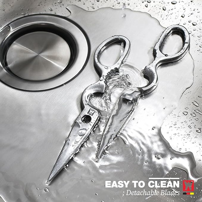 WAGENSTEIGER Kitchen Scissors, Multi-function Dishwasher Safe SUS403 Stainless Steel, Forged, Come Apart, Utility Shears, All Purpose for Cutting Food, Meat, Vegetable, Nutcracker (Food Scissors 1604)