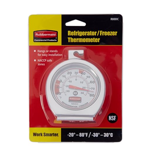 Rubbermaid Commercial Products Thermometer, Classic Large Mechanical Dial, Chrome, Extreme Temperature Range for Use in Refrigerator/Freezer/Cooler/Fridge