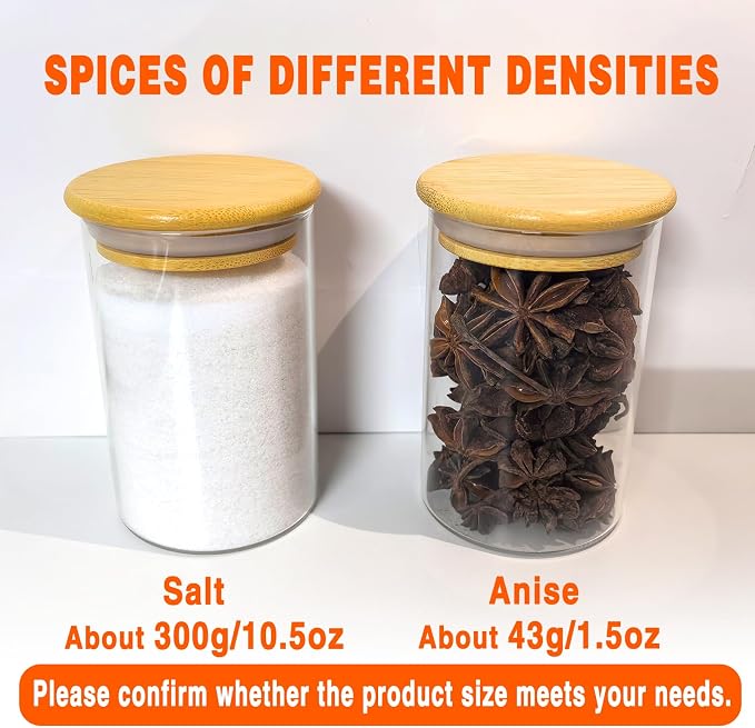 GPOVVIMX 12 Pcs Glass Spice Jars with Bamboo Airtight Lids and 191 Labels - 8.5oz Small Food Storage Containers for Kitchen, Seasoning, Coffee, Herb - Spoon and Marker Included