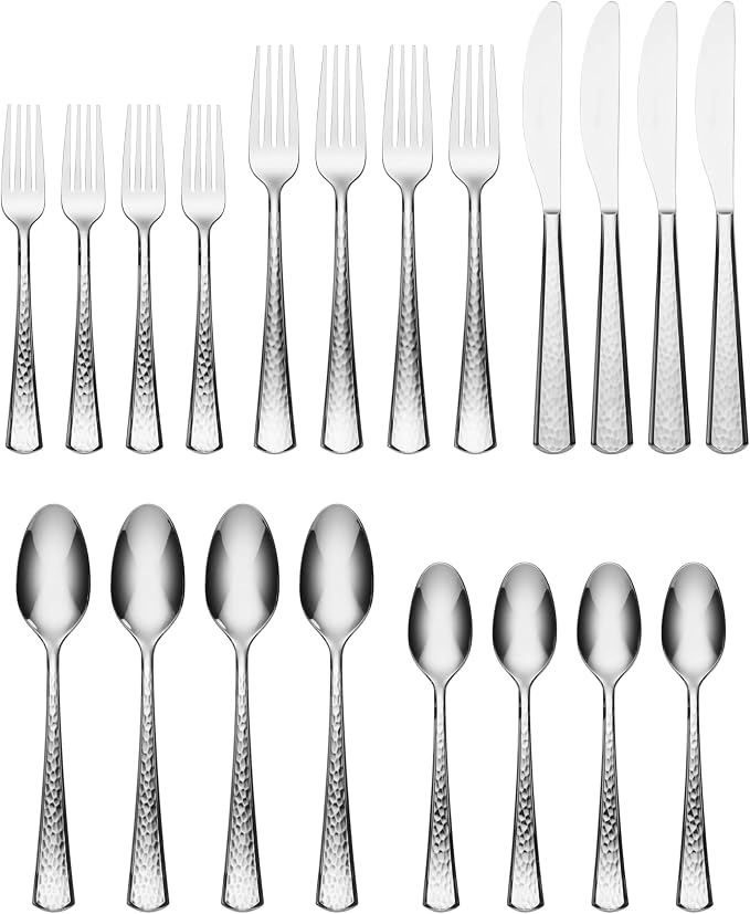 Oneida Etta 20-Piece 18/0 Silverware Set for 4, Flatware | mirror finish, dishwasher safe | includes knives, forks, and spoons | cutlery set for kitchen and dining