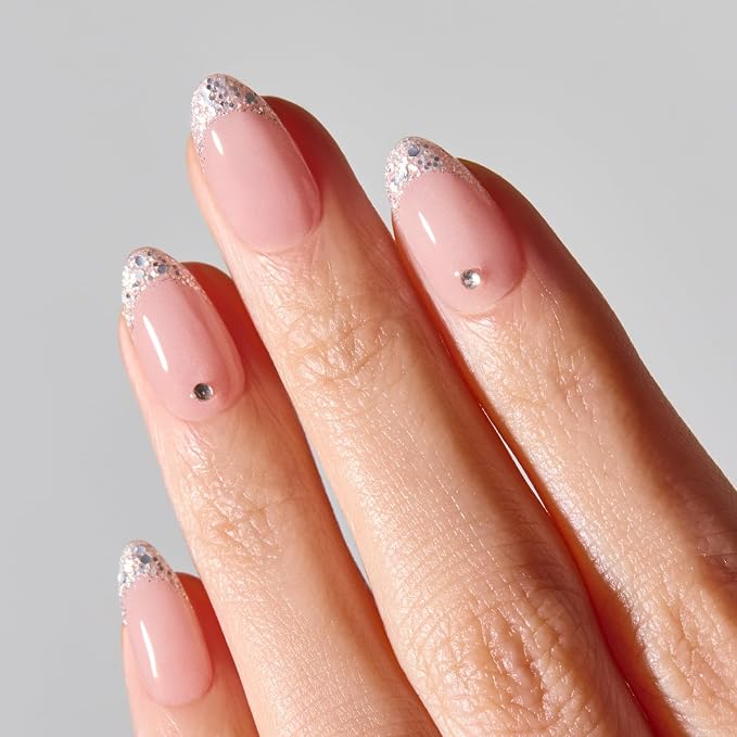 ohora Gel Press On Nails | Pink, French, Medium Oval | Mirror French | Salon-Quality, 100% Real Gel, No UV Lamp, No Glue, Non-Toxic | 15 Sizes, 30 Tips | Long Lasting press ons, K beauty nails