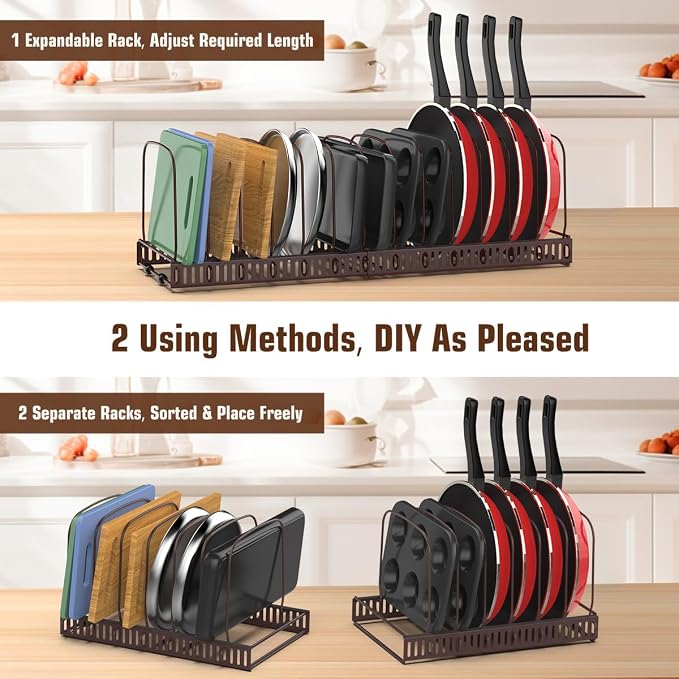 Housolution Cutting Board and Baking Tray Cookie Sheet Organizer, Bronze | 12"-23" Expandable, 14 Adjustable Dividers, Sturdy Metal Construction, Easy Assembly