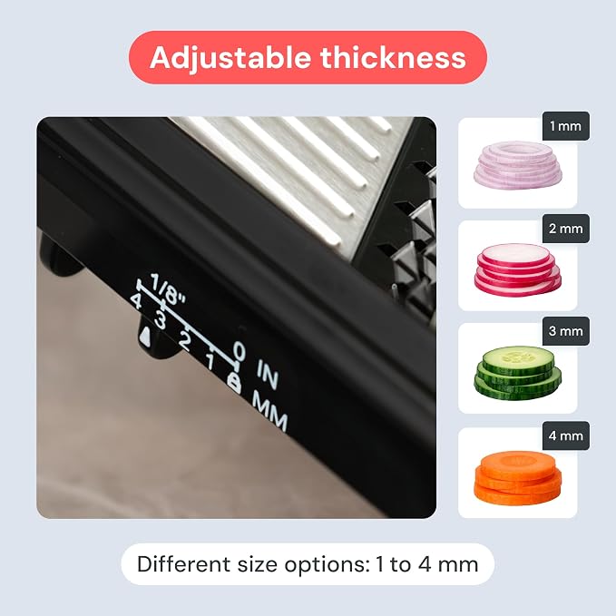 Fullstar - Handheld Mandoline Vegetable Slicer & Julienne Cutter | 2 in 1 Onion, Veggie & Fruit Slicer, 4 Thickness Settings with Finger Guard for Easy & Safer Slicing (Stainless Steel)