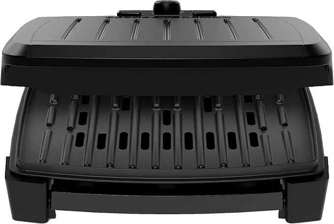 GEORGE FOREMAN® Contact Submersible™ Grill, 5-Serving Grill - Adjustable Temperature Control, Black Plates, Wash the entire grill | Fully submersible grill with dishwasher-safe design, fast preheat and durable nonstick plates for easy cleanup.