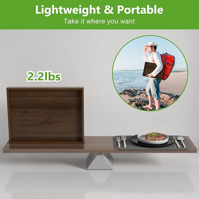 Artmeer FSC 100% Bamboo Bed Tray with Folding Legs, Large, Walnut | Large FSC 100% bamboo bed tray with folding legs, handles and raised edges for meals, laptops, reading and serving.
