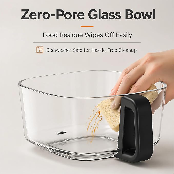 7.4QT Glass Air Fryer with Glass Basket, White | Visible Window Lid, Digital Control, 360° Air Circulation, Oil-Free Cooking & Baking, Nonstick, Dishwasher Safe Easy Clean
