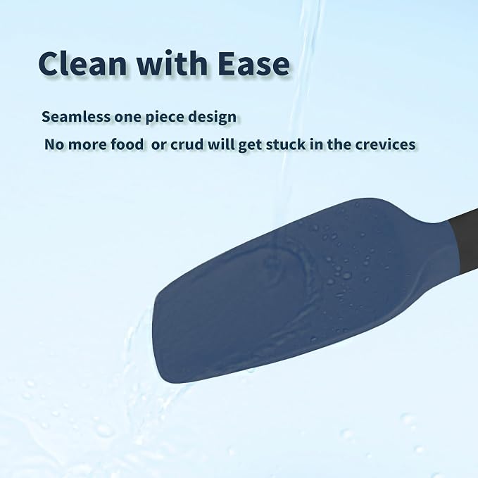 Coukre Silicone Spatula Set of 5,High Temperature Resistant, Food Grade Silicone, Dishwasher Safe, for Baking, Cooking (Dark Blue Black)