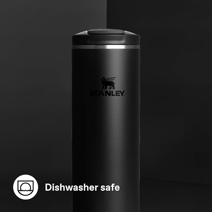 STANLEY 1913 Transit Flip Top Mug 0.6L - Black | Keeps 6 Hours Hot - 12 Hours Cold - Leakproof - Dishwasher Safe - Car Cup Holder Compatible