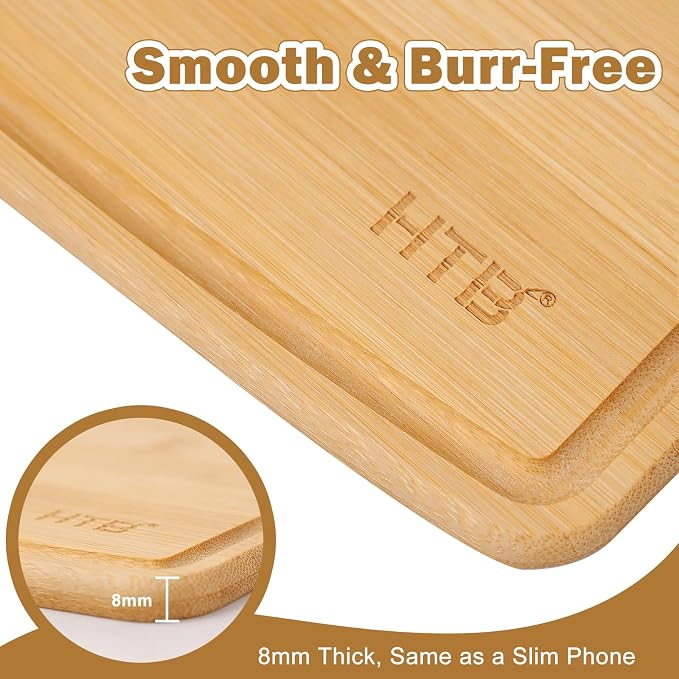 HTB Bamboo Cutting Board for Kitchen Wooden Chopping Board, Mini 1PCS | Lightweight, Solid, Small, Bamboo, Sandwich Boards, Serving Boards, Breakfast, Machine wash