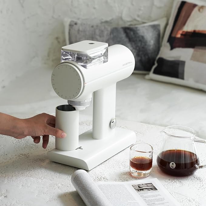 TIMEMORE Sculptor 078S Flat Burr Coffee Bean Grinder, Electric Espresso Grinder with Stepless Coarseness Adjustment, Suitable for Espresso, Pour over, French Press, Cold Brew - White