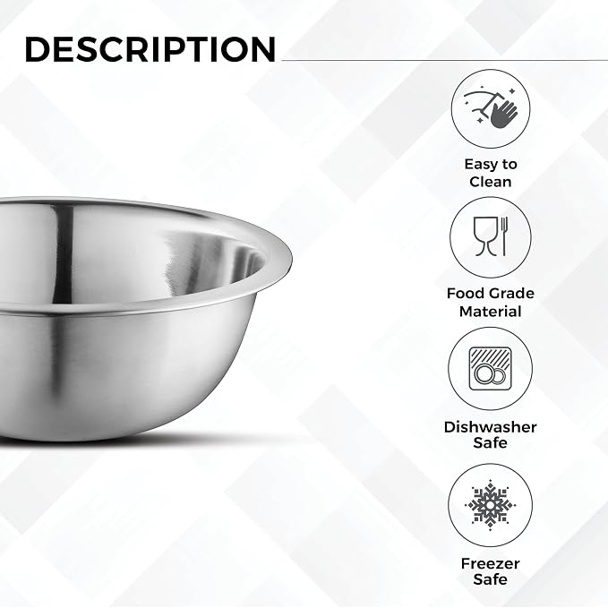 Set of 6 Premium Stainless Steel Mixing Bowls Set, Easy To Clean, Space Saving Nestable Design, Great for Cooking, Baking, Prepping (0.75qt, 1.5qt, 3qt, 4qt, 5qt, 8qt)