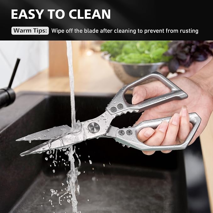 BALUCA Heavy Duty Kitchen Scissors All Purpose - Professional Stainless Steel Japanese Kitchen Shears for Food, Chicken Bones & Turkey | Dishwasher Safe, Sharp Meat & Poultry Scissors (Traditional)