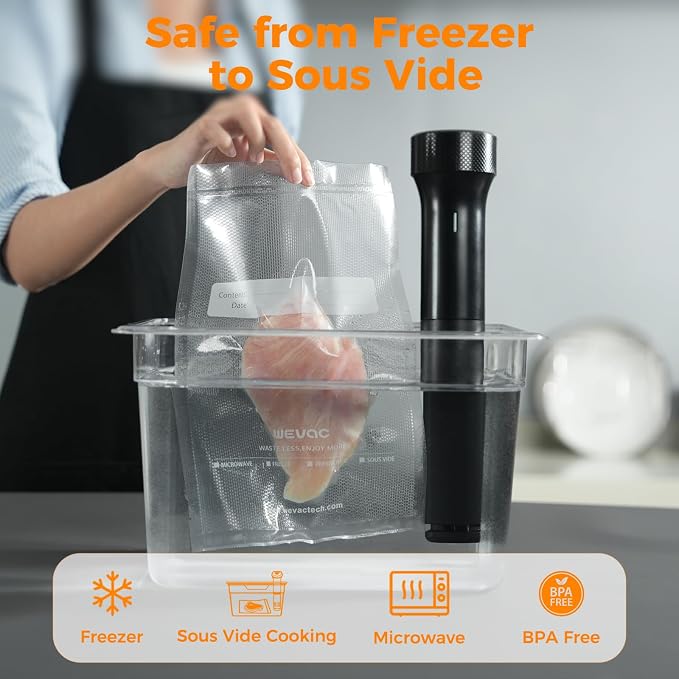 Vacuum Seal Bags for Food, Pint 6″x 10″50 Pcs, BPA Free Food saver Bags | Commercial Grade Precut Vacuum Sealer Bags for Food Sous Vide, Vacuum Storage Bags Food, Heavy Duty, Kitchen Essentials,