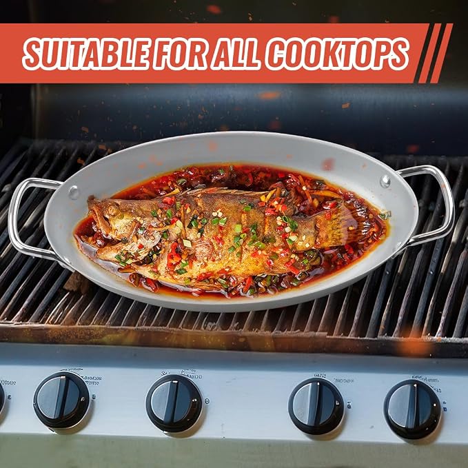 Grill Pan for Outdoor BBQ - 11" x 15" Topper With Handles, Trays for Grilling, Barbecue Tray