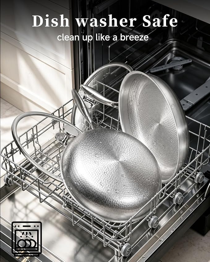 Titanium Pans for Cooking,12 Inch Frying Pan,Nonstick Pan Skillet | Uncoated Hammered Pure Titanium Pro Pan, PFOA/PFAS/PTFE Free Cookware Non-Toxic, Induction & Oven-Safe