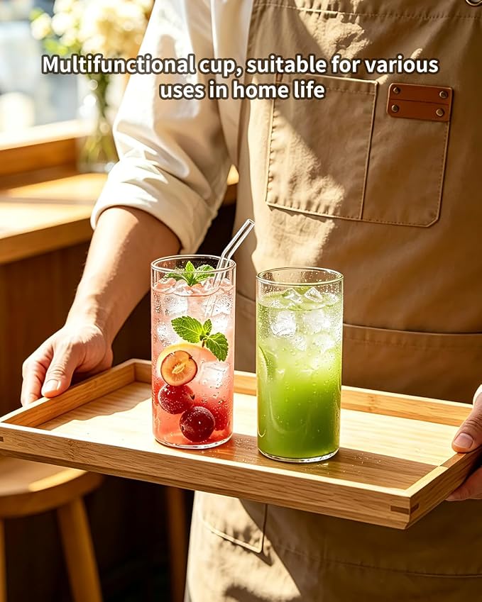 LUXU Drinking Glasses,2pc Thin Highball Glass 15 oz,2 pc Tall Glass19 oz | Lead-Free Glassware,Clear Everyday Drinkware,Water Glasses,Mojito Glass Cups,Bar Glassware,and Mixed Drink Cocktail Glass Set