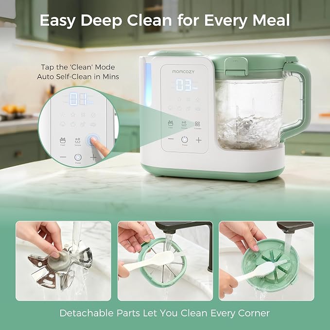 Momcozy AutoMeal Baby Food Maker – One-Step Auto Steam & Blend Food Processor, 15oz Large Cup & 6-Blade Design, Self-Cleaning, Auto 3-Stage Texture Settings for Effortless Homemade Baby Puree | One-Step Auto Steam & Blend Food Processor, 15oz Cup, 6-Bl...