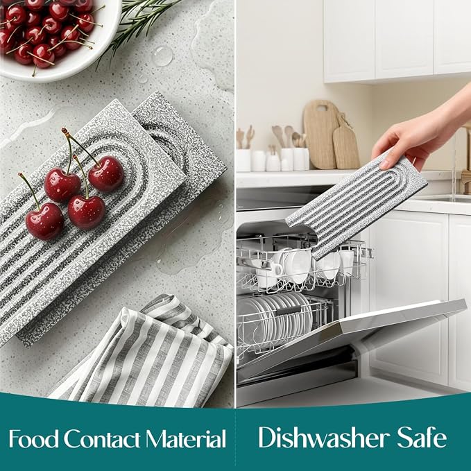 Stone Kitchen Sink Faucet Mat, Premium Upgraded Food Grade Diatomite Drying Stone Tray & Splash Guard, Fast Drying Sink Protector for Kitchen Counter, Dishwasher Safe (23.6" x 3.9")
