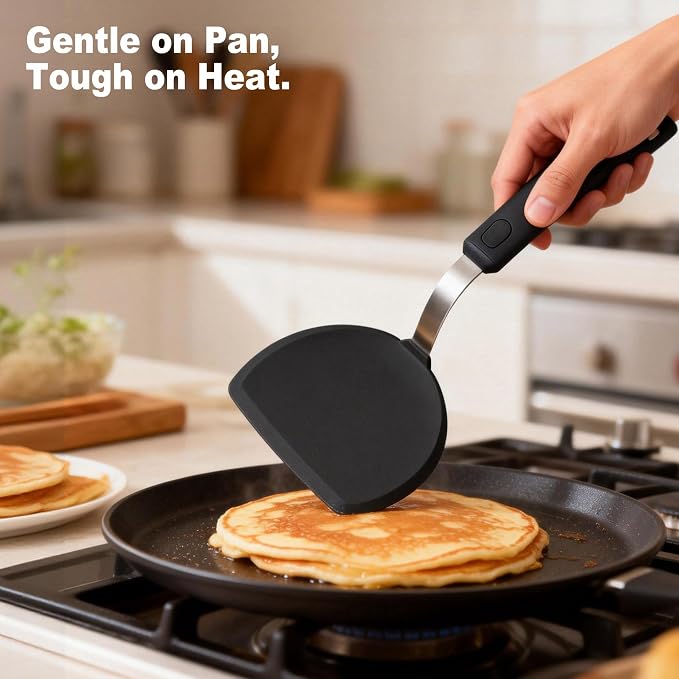 3 Piece Silicone Spatula Turner Set Cooking Utensils Set | Heat Resistant, Flexible Stainless Steel with Silicone, Nonstick Cookware Compatible, Dishwasher Safe
