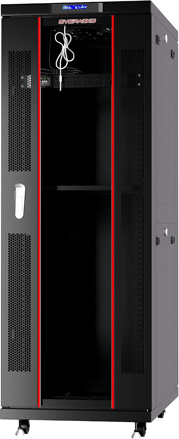 32U Home Server Rack Cabinet – 19" Floor Standing Network Rack, 32" Deep Homelab Rack with Locking Glass Door, Cooling Fans, PDU & Shelf for NAS, Router, Switch and AV Equipment