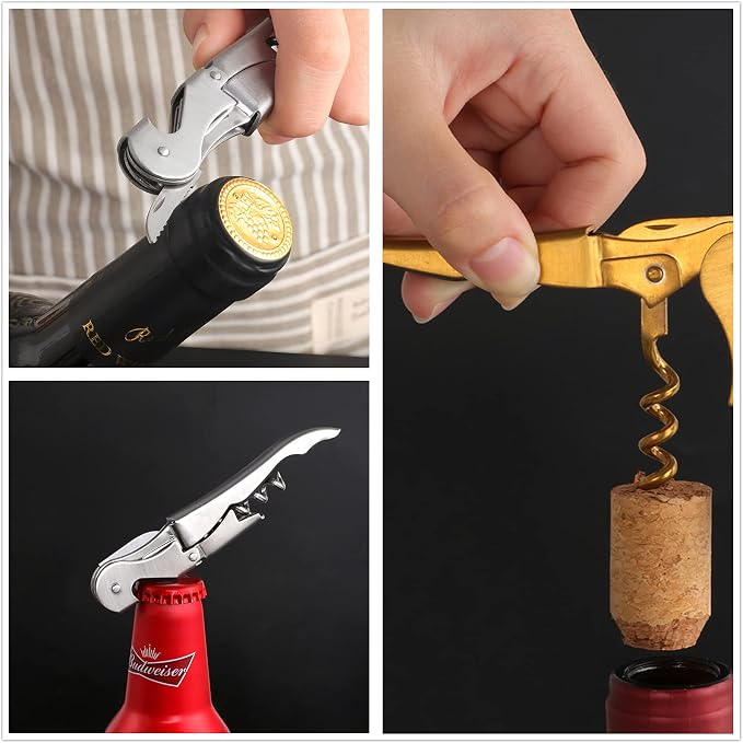 Silver Garlic Press Bottler Wine Opener Measuring Spoons Lemon Squeezer Vegetable Peeler Apple Cutter Kitchen Tongs Hot Plate Gripper Ice Tongs Kitchen Accessories Tools Set, Dish Washer Safe