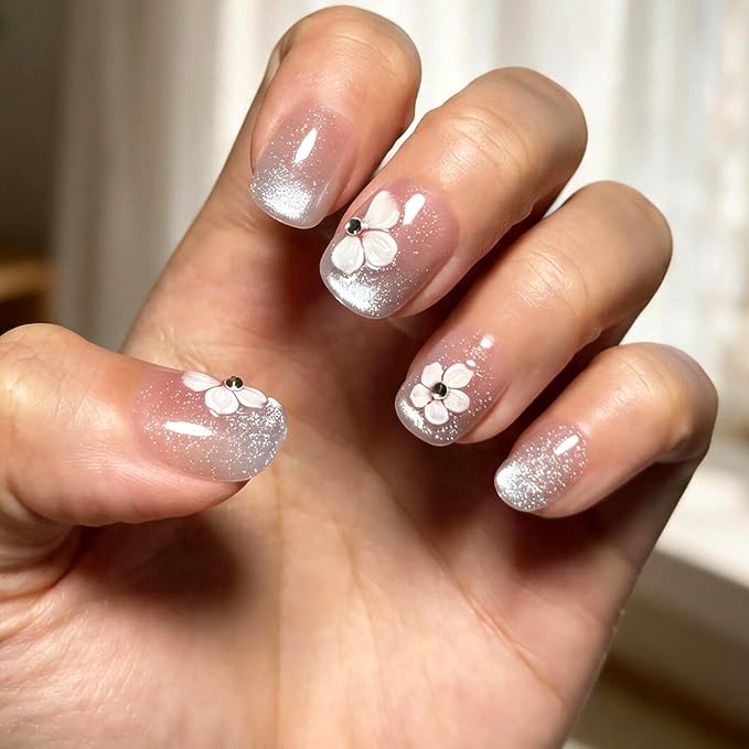 6 Packs (144 Pcs) | Reusable Press on Nails | cute nails | 6-Style Bundle | 12 Sizes | Each Style 24 Pcs | Blush Pink Bow Cat Eye