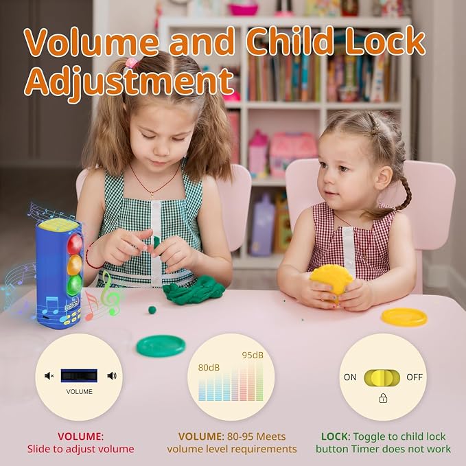 Traffic Light Timer, Custom Countdown, ADHD Tool, Volume & 4 Rings | visual meeting Classroom Desk Kitchen Type C Included Back to School Blue