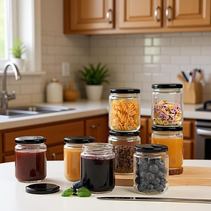 24Pack 12oz Glass Jars with Lids, 350ml Clear Candle Jars for Making Candles, Reusable & Dishwasher Safe Manson Canning Jar Bulk for Jam, Jelly, Honey, Pickles, Spice