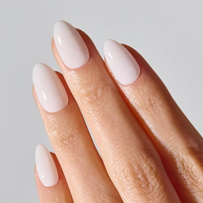 ohora Gel Press On Nails | White, Solid, Medium Oval | Pure White | Salon-Quality, 100% Real Gel, No UV Lamp, No Glue, Non-Toxic | 15 Sizes, 30 Tips | Long Lasting press ons, K beauty nails