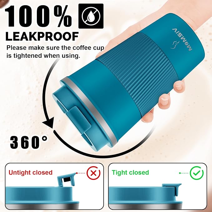 MOMSIV 17oz Travel Coffee Mug, Insulated Coffee Cup with Leakproof Lid | 6-Hour Heat Retention, 360°Leak proof, Vacuum Stainless Steel Double Walled, BPA-free, Reusable And To Go Coffee Mug