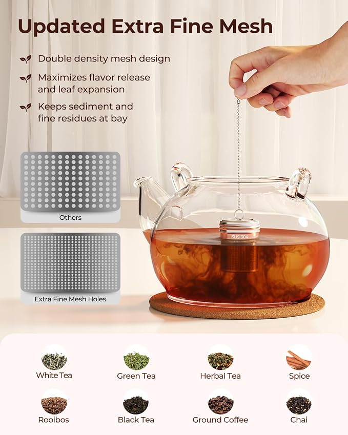 2 Pack Reinmoson Large Tea Infuser for Loose Tea & Spice Ball for Cooking | 304 Stainless Steel Extra Fine Mesh Large Tea Strainer, 2.1” x 2.9” Loose Leaf Tea Steeper for Black Tea, Rooibos, etc