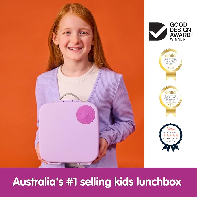 b.box Lunch Box, 8.5 Cup Bento Box for All Ages, Snack Box, Food Containers | Lunch Box Kids + Adults, Lunch Containers, 4 Compartments, Leak Proof, Dishwasher Safe, BPA Free, PFAS Free —Sugar Plum