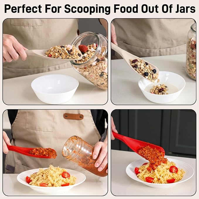 3 PACK Silicone Cooking Spatula & Spoon for Nonstick Cookware, BPA-Free | Multifunction Spoonula for Baking, Cooking, Serving, Mixing, Stirring, Scoop, Scrape - One-Piece Formed, Dishwasher Safe