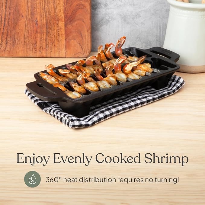 TOMO Cast Iron Shrimp Grill Pan