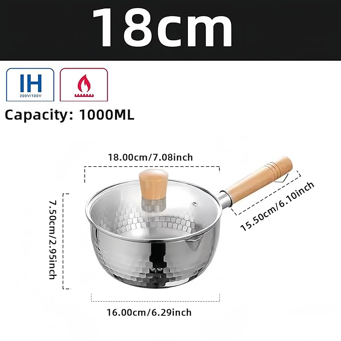 2 Quart Saucepan with Lid, Stainless Steel Sauce Pan Pot with Pour Spout