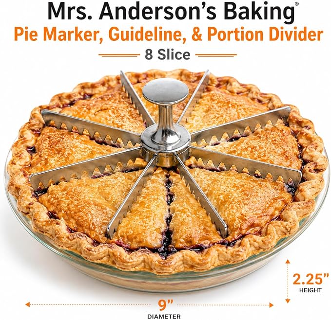 Mrs. Anderson’s Baking Pie Marker, Guideline, and Portion Divider, 8 Slice,Silver