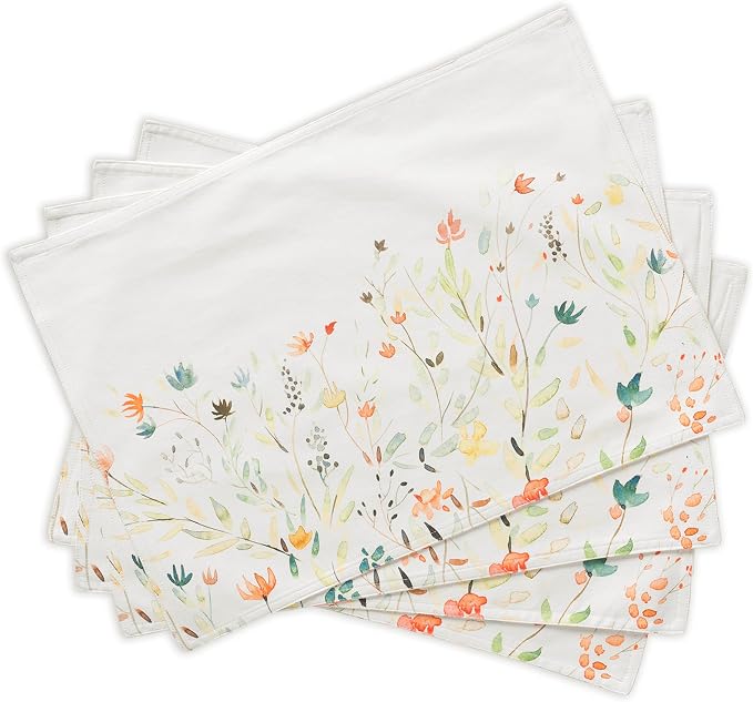 Maison d' Hermine Placemats Set of 4 Reusable 100% Cotton (13"x19") | Cloth Place Mats Washable Table Mats for Kitchen Dining Party Wedding Hotel Home Restaurant Spring Summer - Colmar