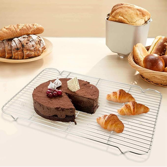 TeamFar Baking Sheet with Cooling Rack Set, 20 x 14 x 1 inch | Stainless Steel Large Cookie Sheet Pan and Baking Rack Set, Non Toxic & Heavy Duty, Mirror Finish & Dishwasher Safe