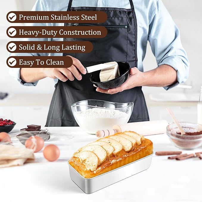TeamFar Loaf Pan, 12 x 5 Inch Stainless Steel Loaf Pans for Baking Bread | Large Bread Loaf Baking Pan for Homemade Bread, Meatloaf, Cake, Brownies, Non-Toxic, Heavy-duty, Oven & Dishwasher Safe