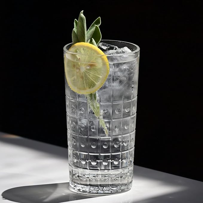 Bormioli Rocco Bartender Este 16.5 oz. Cooler Drinking Glasses for Cold Drinks, Juices, and Cocktails, Clear, Set of 4