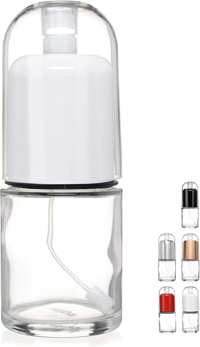 Olive Oil Sprayer and Oil Mister Elegant Glass Bottle with Clog-Free Filter & Leak Proof Top - White