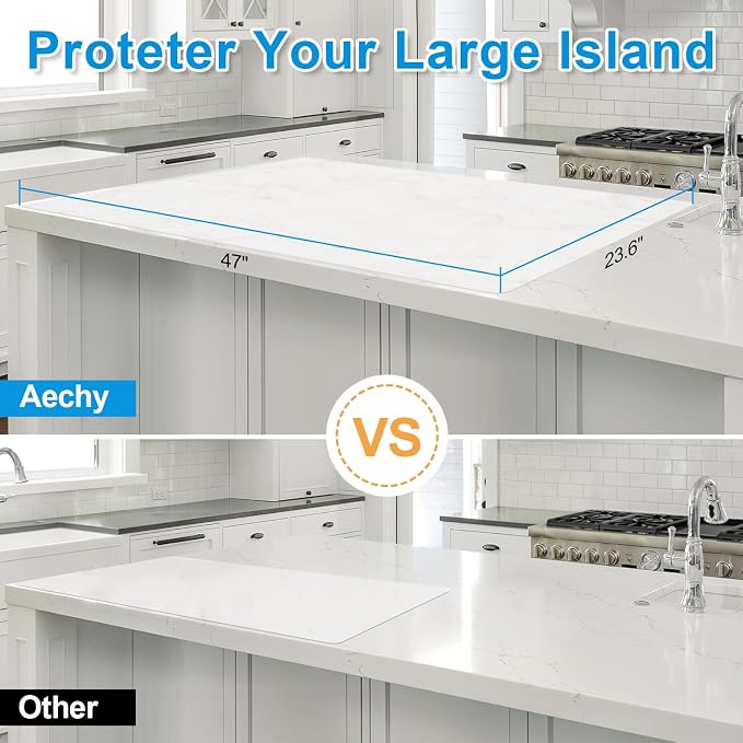 Silicone Mats for Kitchen Counter 47"x23.6"x0.08”, Largest Heat Resistant Mat Shipped Rolled Up Kitchen Island Silicone Countertop Protector Mat Nonslip Extra Large Counter Mat, Translucent | Largest Size, Heat Resistant, Nonslip, Extra Large Counterto...
