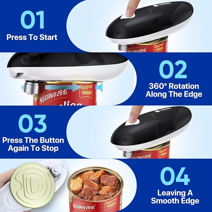 Electric Can Opener, Automatic Can Opener, Suitable for Any Size Cans | Battery Powered, Hands Free, Smooth Edge, Can Opener for Seniors is an Ideal Kitchen Gadget for Women and Left Handed People